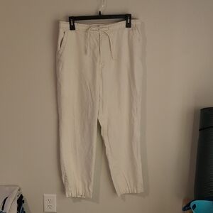 Cubavera Men's Light Cream Drawstring Linen Pants Large L